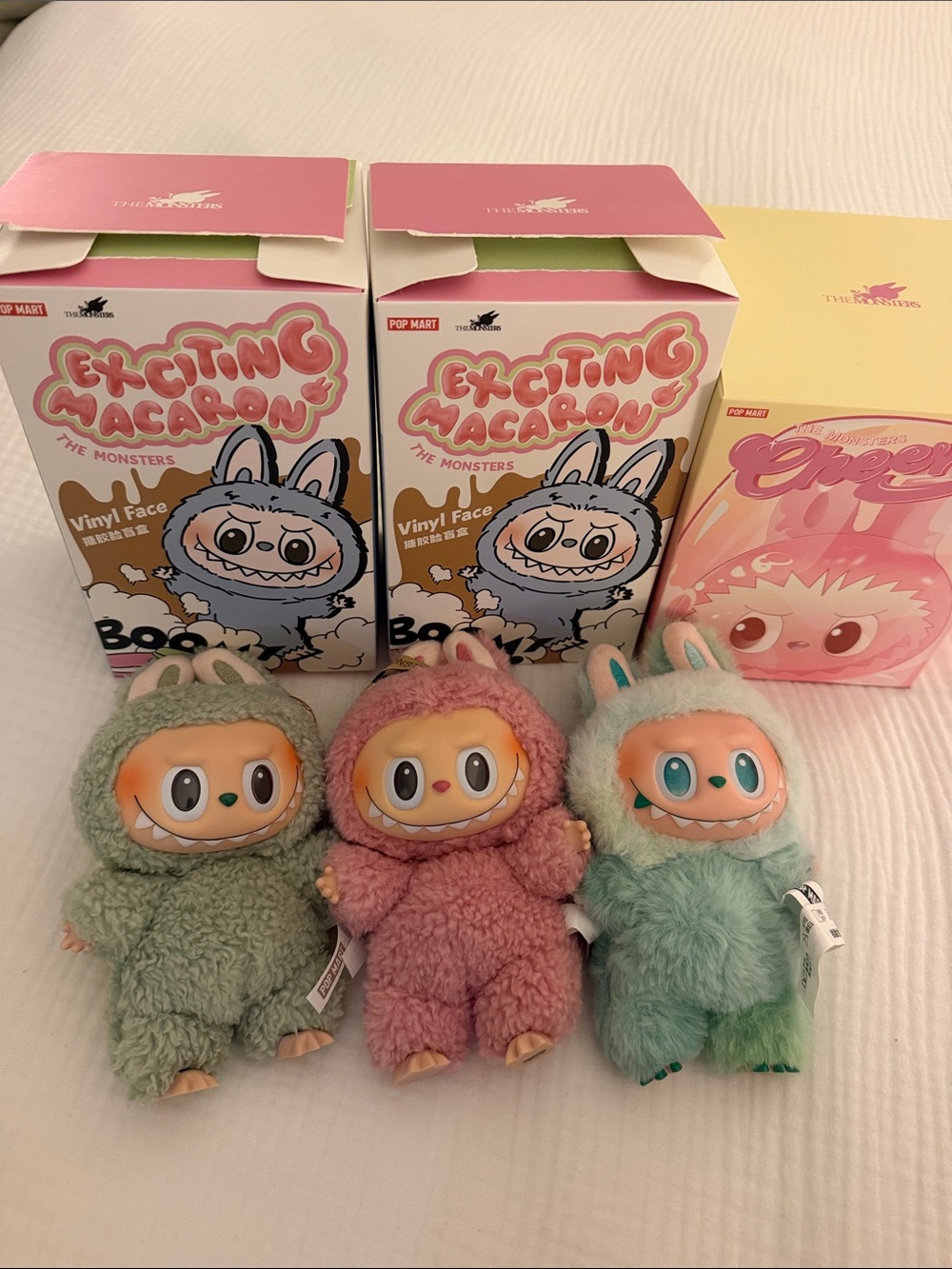 POP MART The Monsters Labubu Exciting Macaron & Cheers Glass Bundle AUTHENTIC